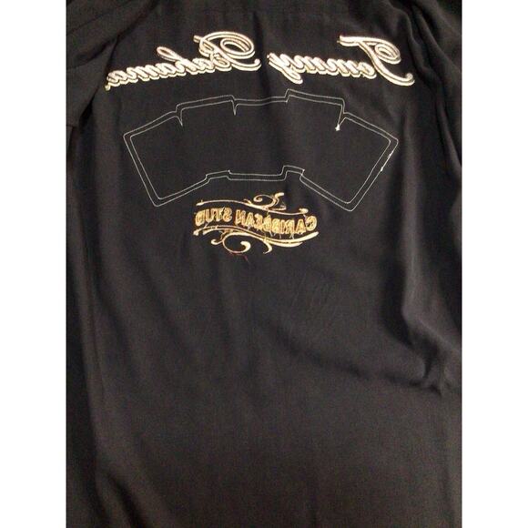 Tommy Bahama Shirt Mens Small Black Silk Caribbean Stud Poker Cards Pin Up Girls - Picture 8 of 12